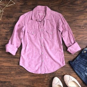 GAP • chambray cotton shirt purple mauve pink XS